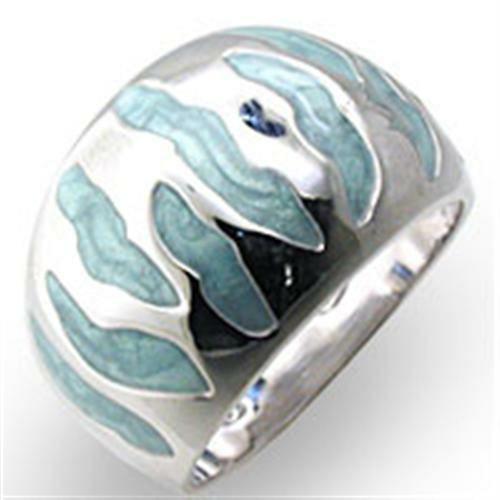 34205 - High-Polished 925 Sterling Silver Ring with Epoxy in Sea Blue - Brand My Case