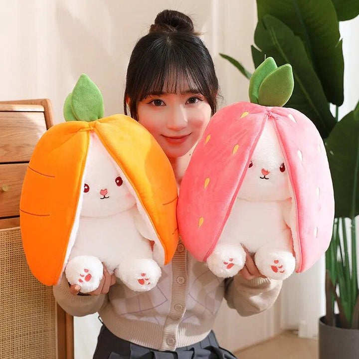 35cm Bunny Plush Toys Cute Strawberry Carrot Of Rabbits Soft Kawaii Stuffed Animal Hiding in Bag Toys for Kids Girls Gift - Brand My Case