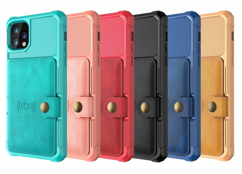 360 Protection Magnetic Leather Wallet Armor Case for iPhone - Brand My Case