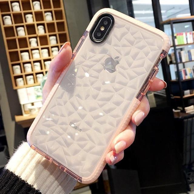3D Diamond Texture Clear Phone Case - Brand My Case