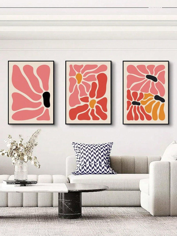3pcs Chemical Fiber Unframed Modern Abstract Floral Pattern Unframed Painting For Home - Brand My Case