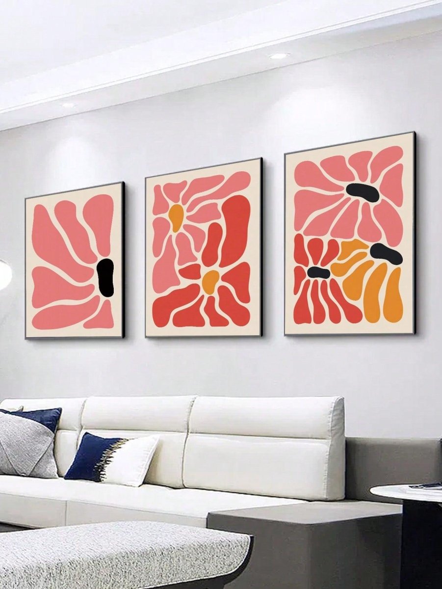 3pcs Chemical Fiber Unframed Modern Abstract Floral Pattern Unframed Painting For Home - Brand My Case