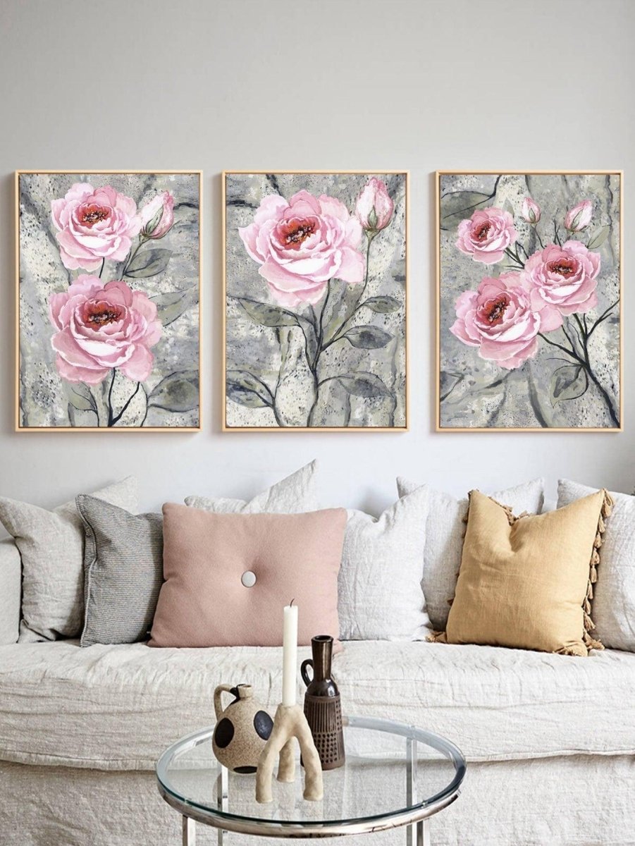 3pcs Floral Pattern Unframed Modern Chemical Fiber Wall Art Painting For Home Wall Decor - Brand My Case