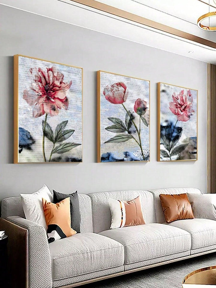 3pcs Floral Pattern Unframed Painting Chemical Fiber Wall Art Painting For Home Wall Decor - Brand My Case