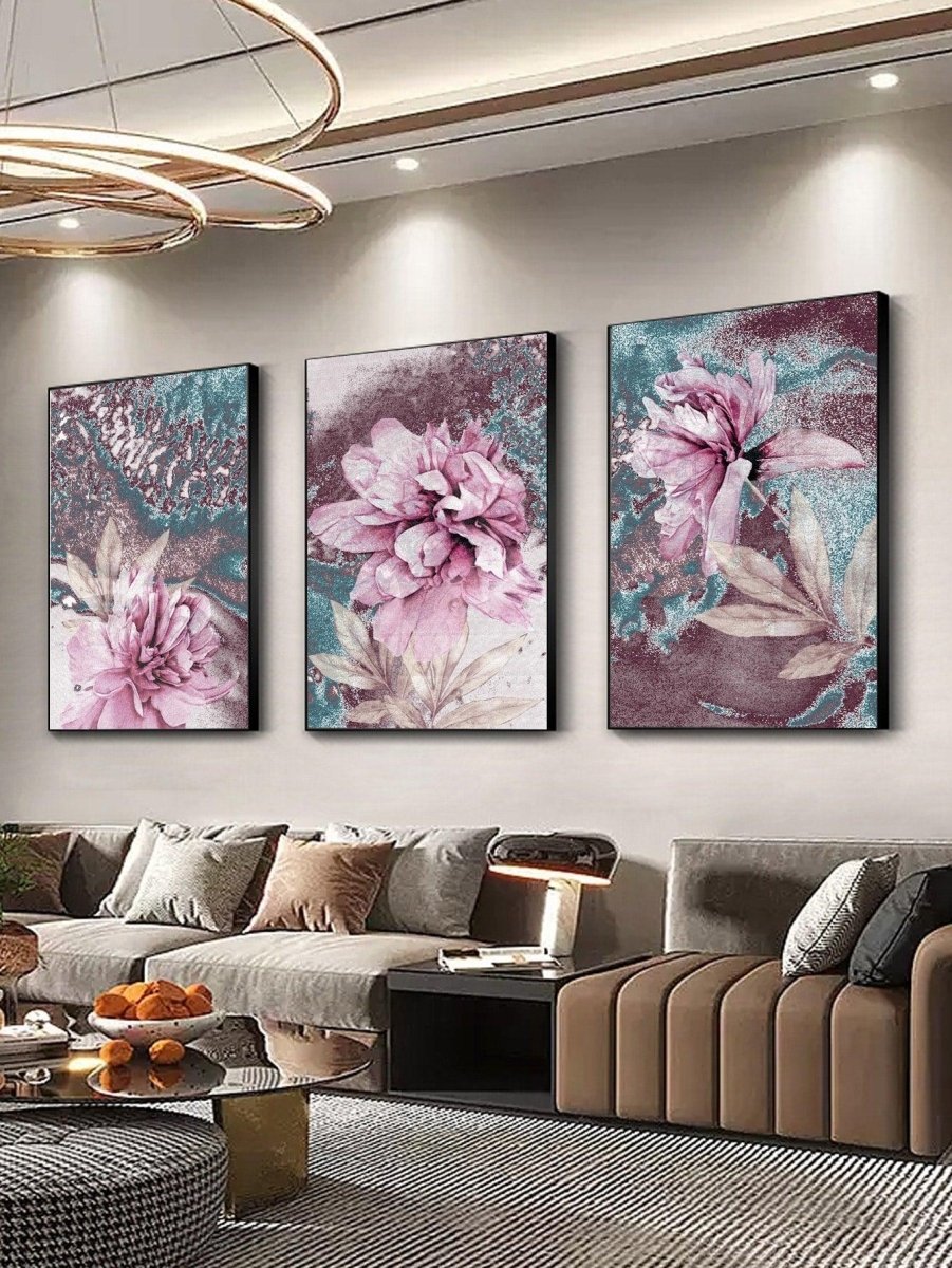 3pcs Floral Pattern Unframed Painting Chemical Fiber Wall Art Painting For Home Wall Decor - Brand My Case