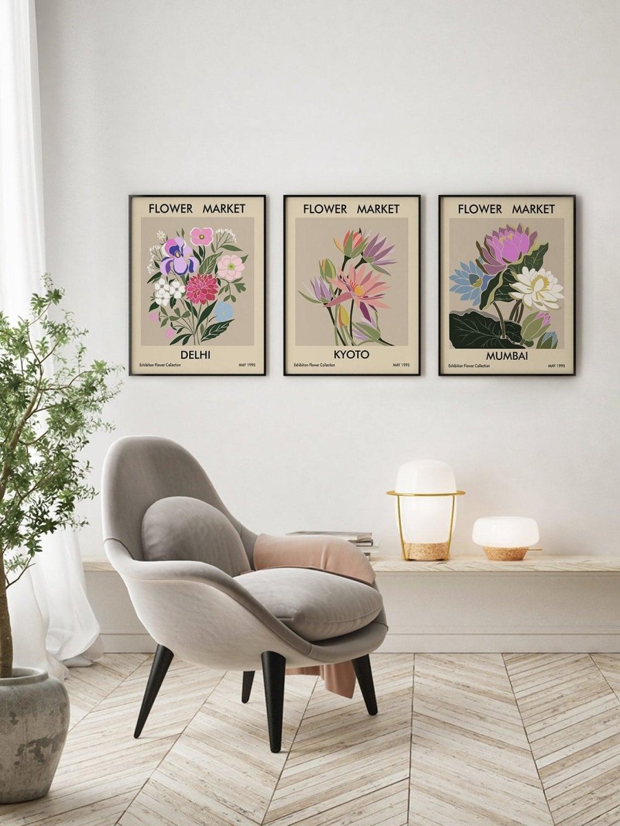 3pcs Floral Print Unframed Paintings - Brand My Case