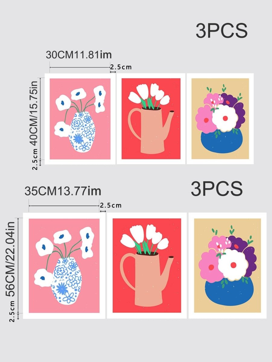 3pcs Flower Pattern Unframed Painting - Brand My Case