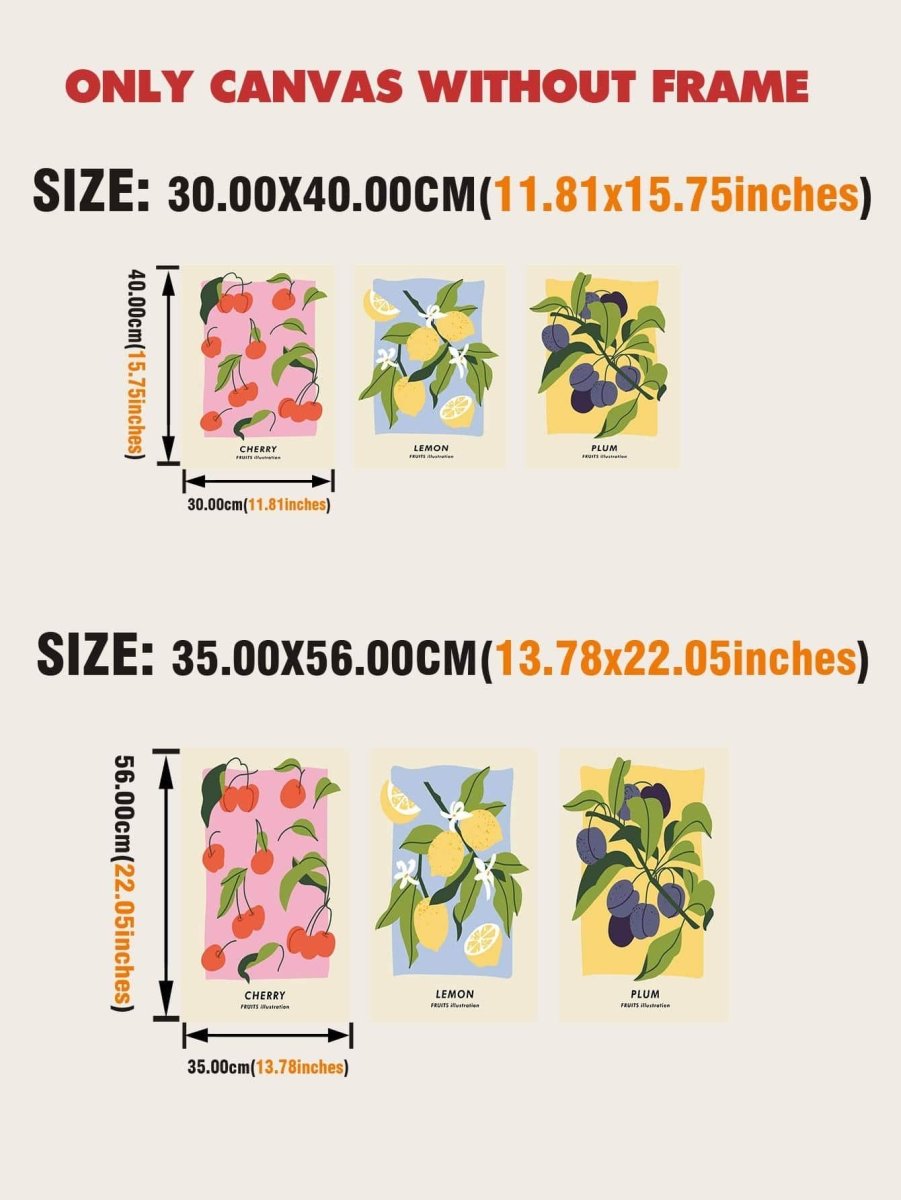 3pcs Fruit Print Unframed Painting - Brand My Case