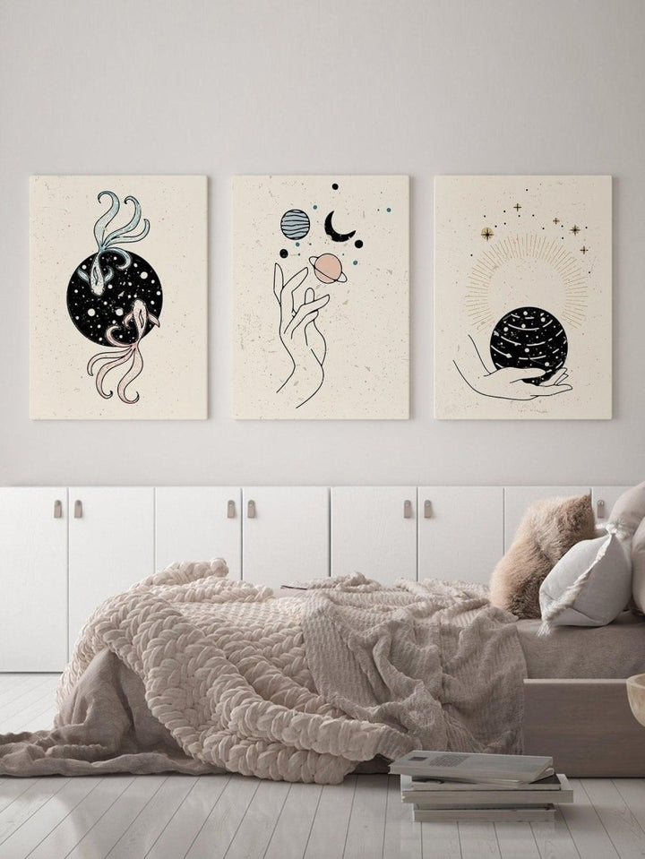 3pcs Hand Planet Pattern Unframed Painting - Brand My Case