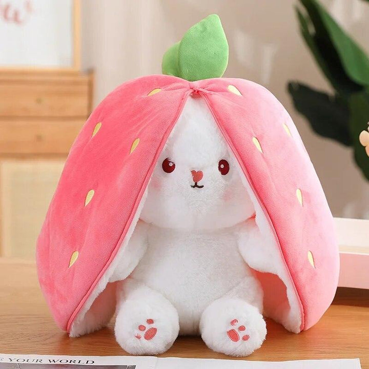 3PCS Kawaii Fruit Transfigured Easter Bunny Plush Toy Cute Carrot Strawberry Bag Turn Into Rabbit Plush Toy Kids Birthday Gift - Brand My Case