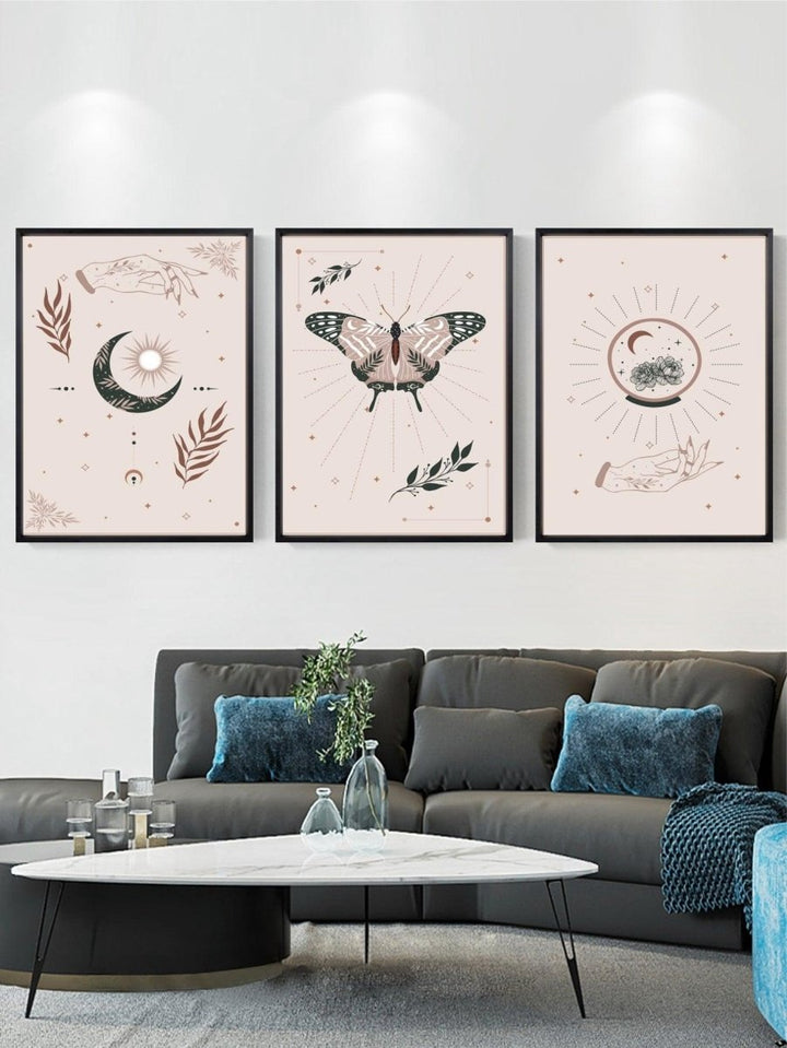 3pcs Moon Butterfly Pattern Unframed Painting - Brand My Case