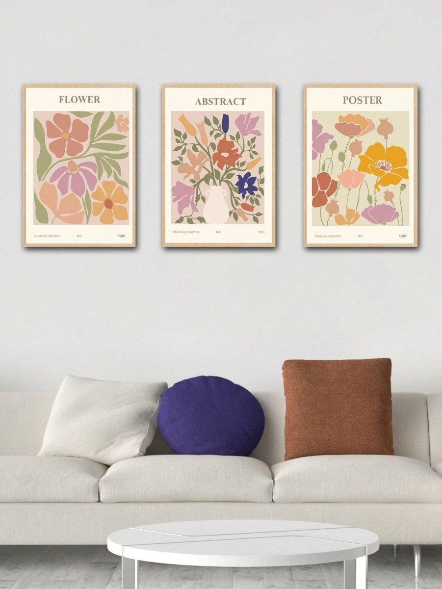 3pcs Multicolor Floral Print Unframed Painting - Brand My Case