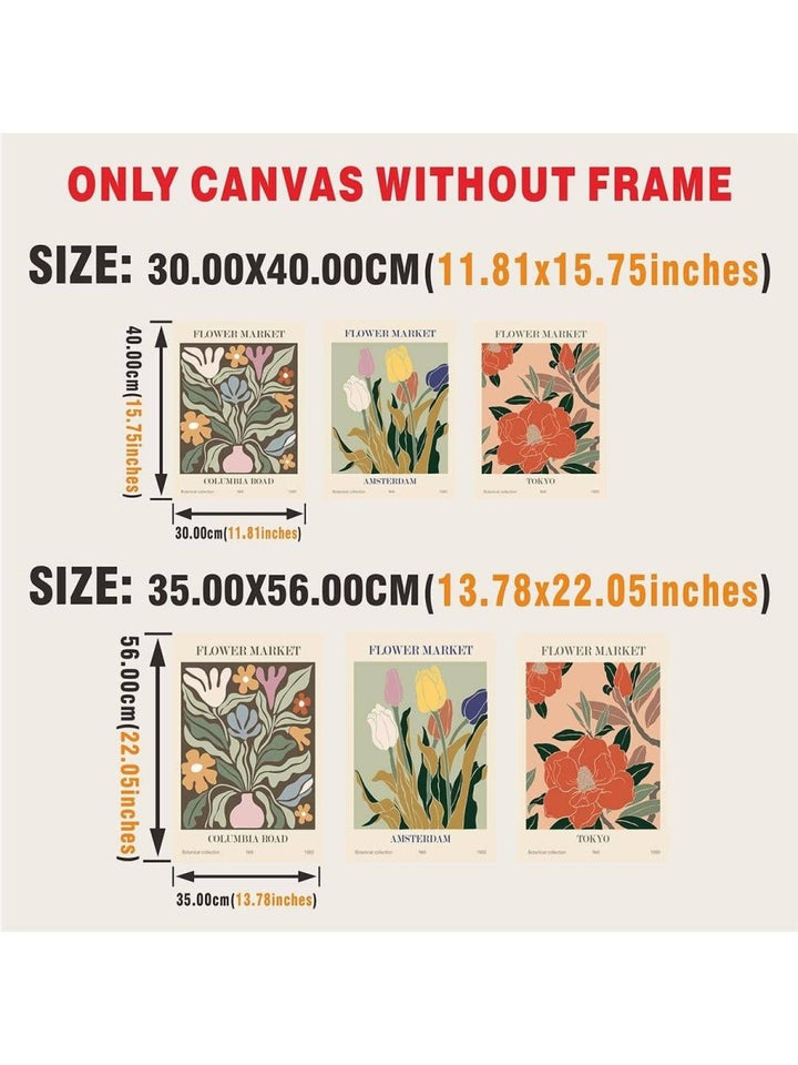 3pcs Multicolor Floral Print Unframed Painting - Brand My Case