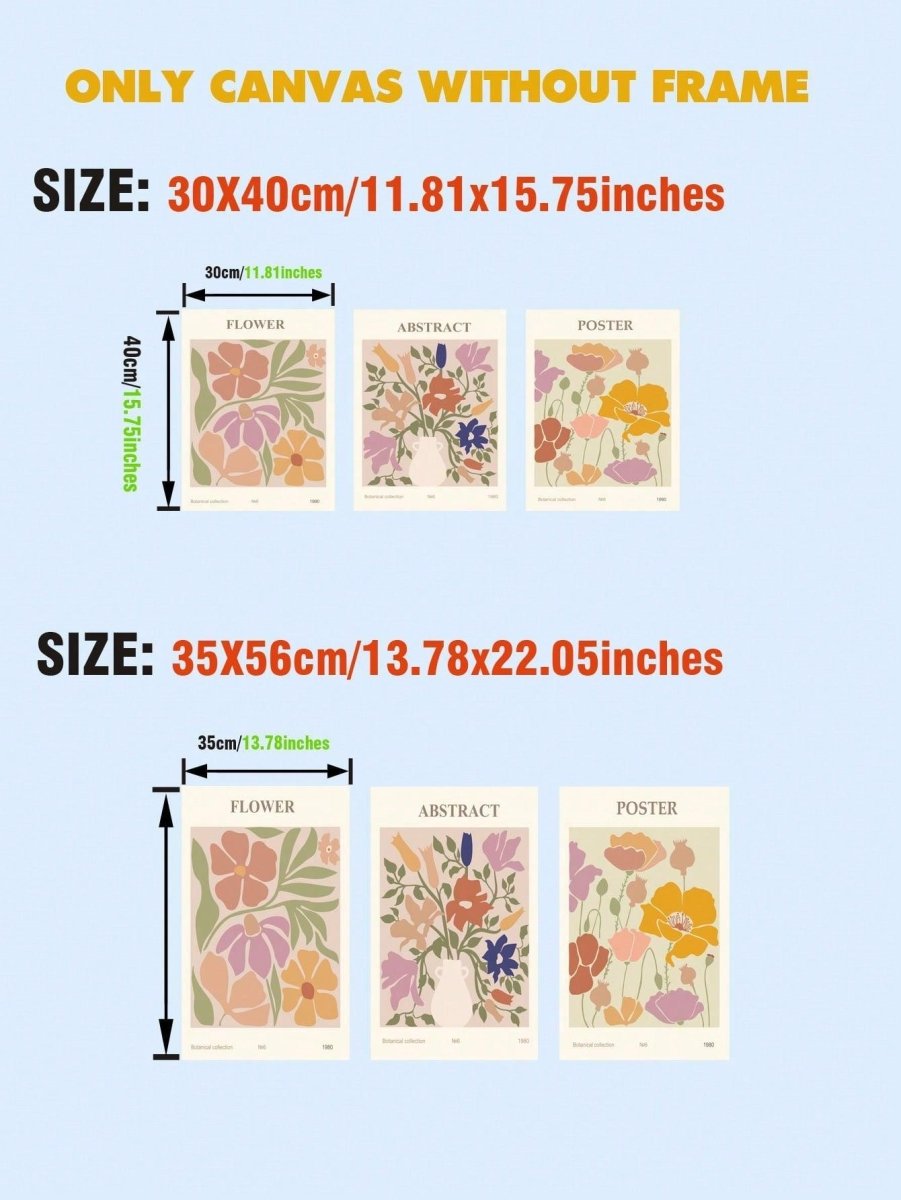 3pcs Multicolor Floral Print Unframed Painting - Brand My Case
