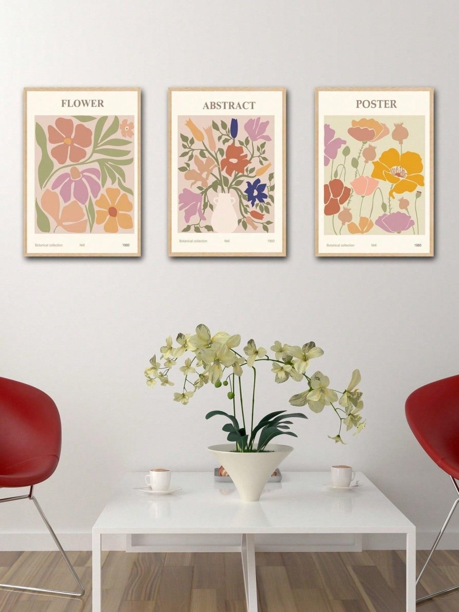 3pcs Multicolor Floral Print Unframed Painting - Brand My Case