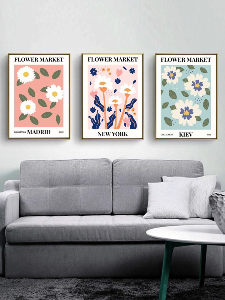 3pcs Plant Print Unframed Painting Modern Colorful Wall Art Painting For Home Decor - Brand My Case