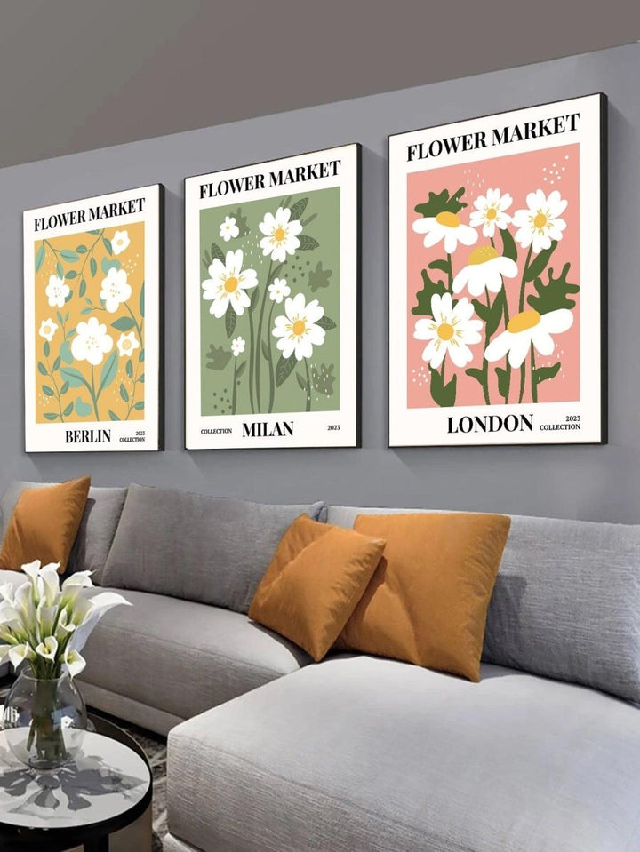 3pcs Plant Print Unframed Painting Modern Colorful Wall Art Painting For Home Decor - Brand My Case