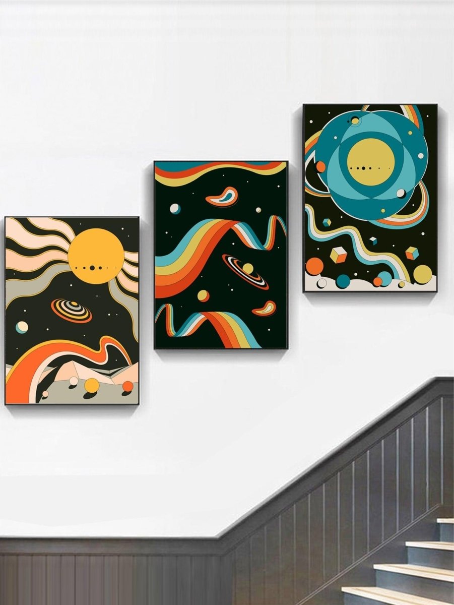 3pcs set Abstract Galaxy Print Unframed Painting Modern Chemical Fiber Wall Art Painting For Home Wall Decor - Brand My Case