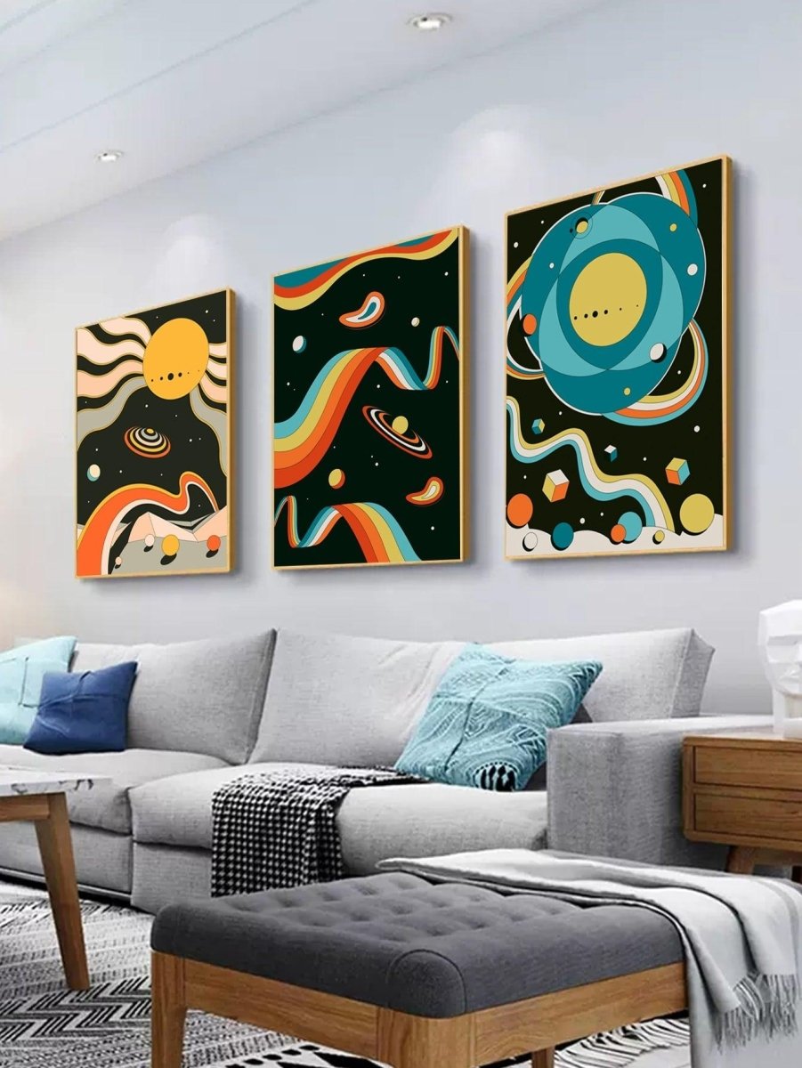 3pcs set Abstract Galaxy Print Unframed Painting Modern Chemical Fiber Wall Art Painting For Home Wall Decor - Brand My Case