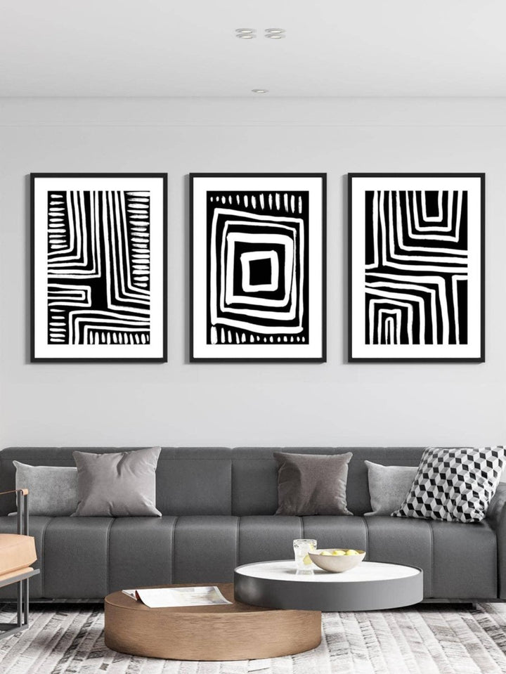 3pcs set Non woven Fabric Unframed Painting Modern Abstract Striped Pattern Unframed Picture For Home - Brand My Case