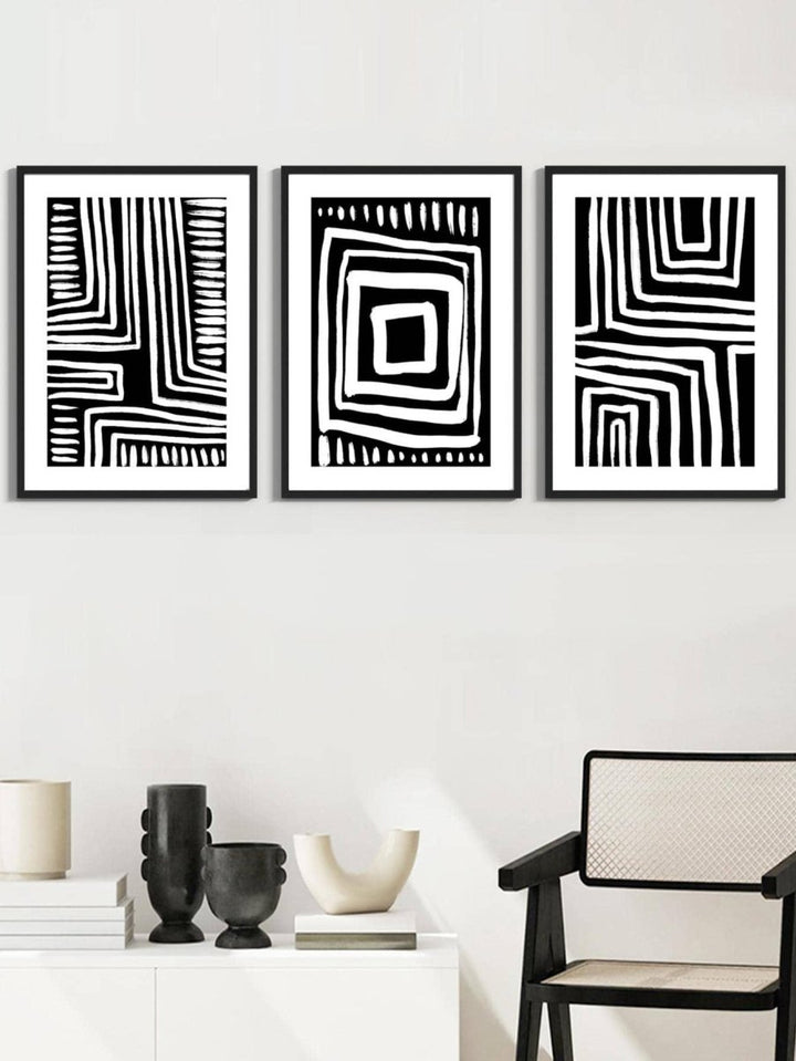 3pcs set Non woven Fabric Unframed Painting Modern Abstract Striped Pattern Unframed Picture For Home - Brand My Case