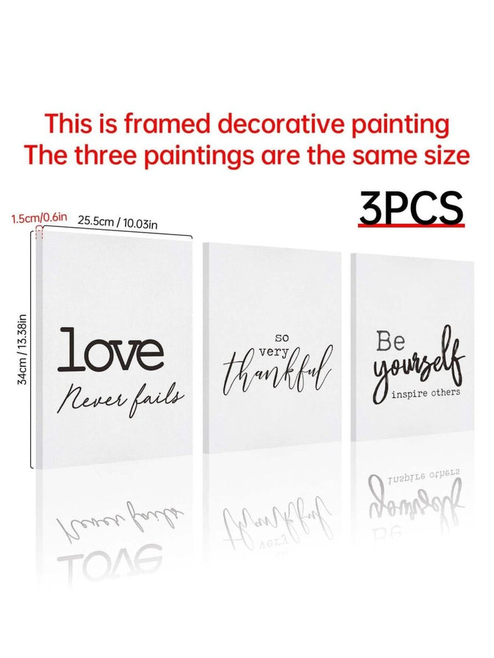 3pcs Slogan Graphic Unframed Painting - Brand My Case