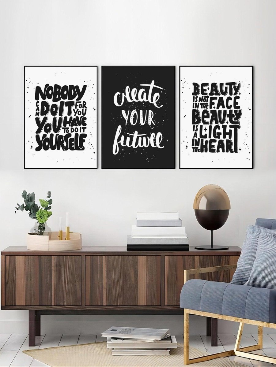 3pcs Slogan Graphic Unframed Painting - Brand My Case