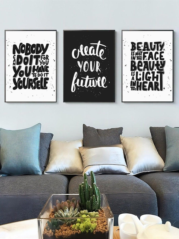 3pcs Slogan Graphic Unframed Painting - Brand My Case