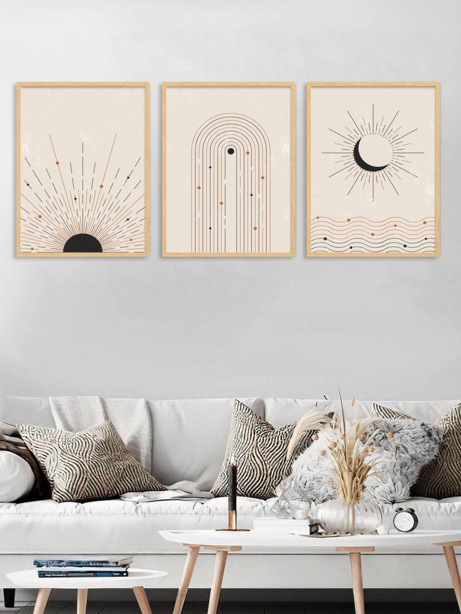 3pcs Sun Moon Print Unframed Painting Modern Polyester Colorful Wall Art Painting For Home Decor - Brand My Case