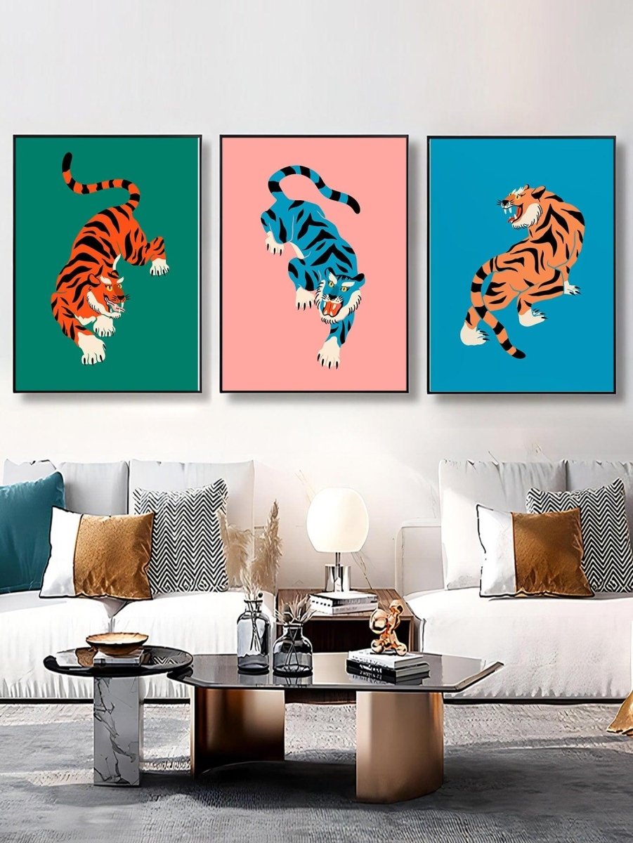 3pcs Tiger Print Unframed Painting Poster Gift For Wall Decor - Brand My Case