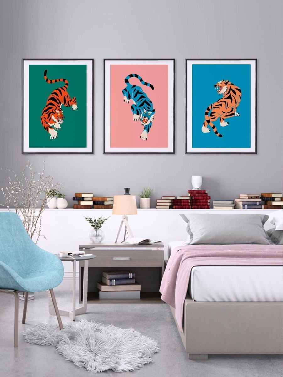 3pcs Tiger Print Unframed Painting Poster Gift For Wall Decor - Brand My Case