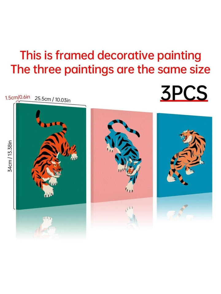 3pcs Tiger Print Unframed Painting Poster Gift For Wall Decor - Brand My Case