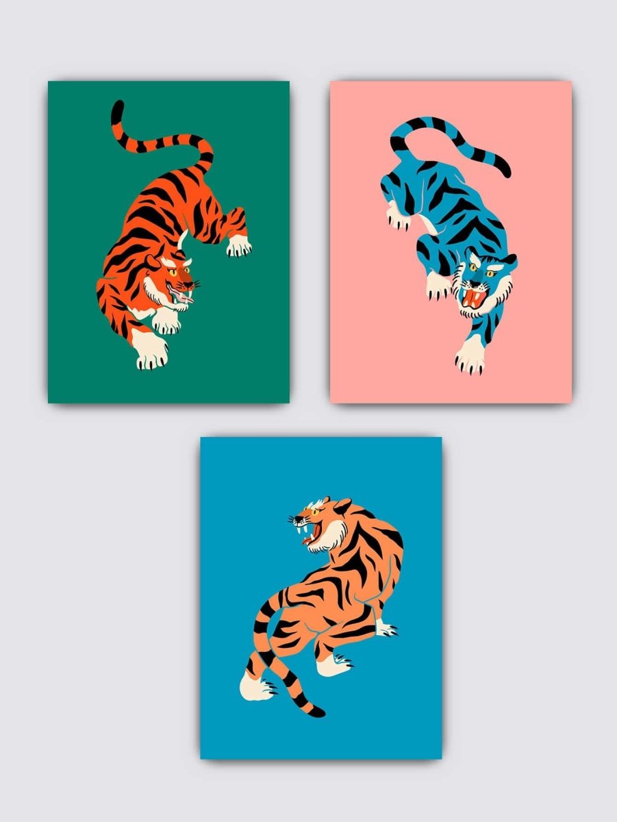 3pcs Tiger Print Unframed Painting Poster Gift For Wall Decor - Brand My Case