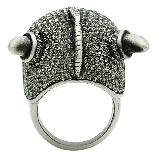 3W021 - Antique Silver White Metal Ring with Top Grade Crystal in - Brand My Case