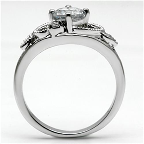 3W034 - Rhodium Brass Ring with AAA Grade CZ in Clear - Brand My Case
