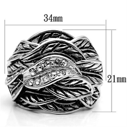 3W063 - Rhodium Brass Ring with Top Grade Crystal in Clear - Brand My Case