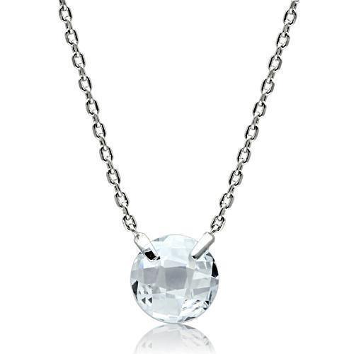 3W074 - Rhodium Brass Necklace with AAA Grade CZ in Clear - Brand My Case