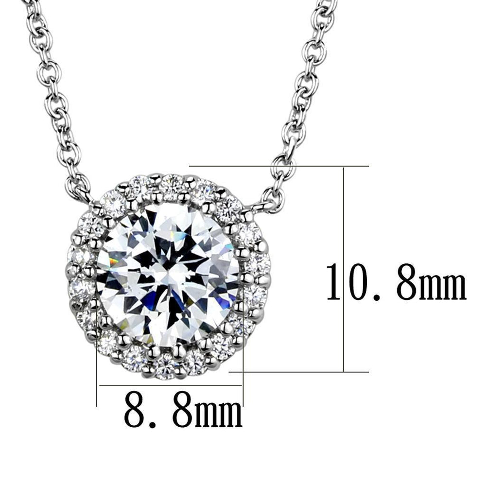 3W1027 - Rhodium Brass Chain Pendant with AAA Grade CZ in Clear - Brand My Case