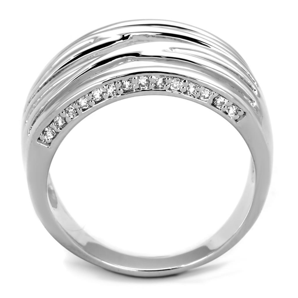 3W1066 - Rhodium Brass Ring with AAA Grade CZ in Clear - Brand My Case
