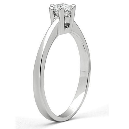 3W109 - Rhodium Brass Ring with AAA Grade CZ in Clear - Brand My Case