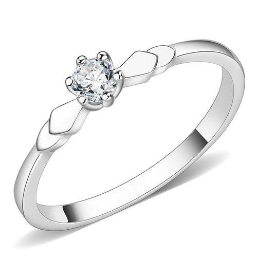 3W110 - Rhodium Brass Ring with AAA Grade CZ in Clear - Brand My Case