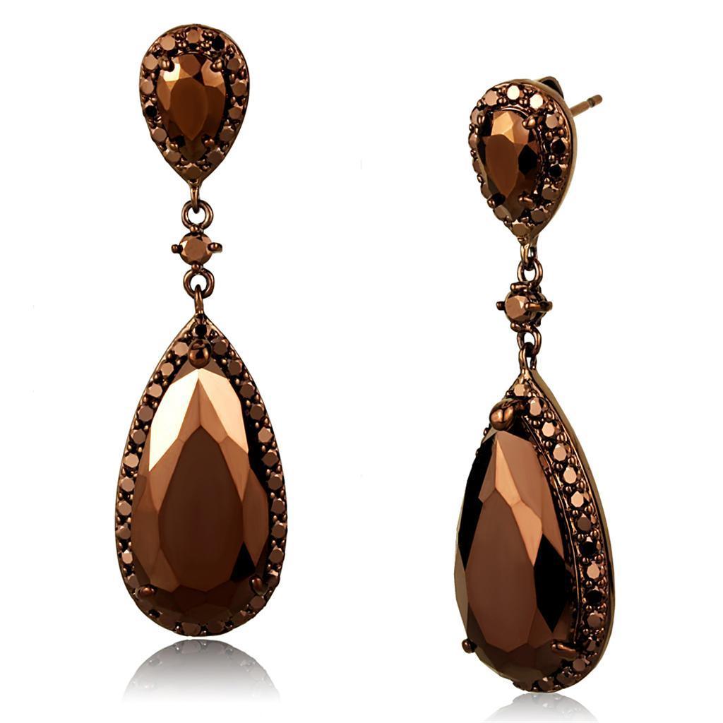 3W1110 - IP Coffee light Brass Earrings with AAA Grade CZ in Light Co - Brand My Case