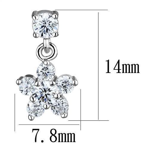 3W1284 - Rhodium Brass Earrings with AAA Grade CZ in Clear - Brand My Case