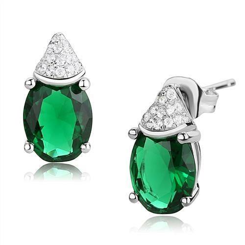3W1371 - Rhodium 925 Sterling Silver Earrings with Synthetic Synthetic - Brand My Case