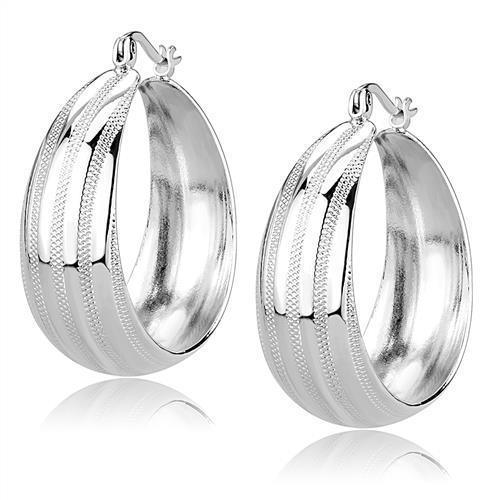 3W1396 - Rhodium Brass Earrings with No Stone - Brand My Case