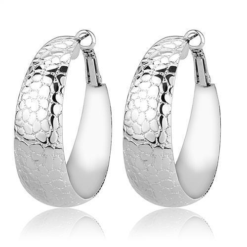 3W1397 - Rhodium Brass Earrings with No Stone - Brand My Case