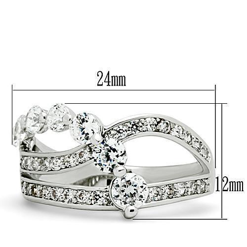 3W142 - Rhodium Brass Ring with AAA Grade CZ in Clear - Brand My Case