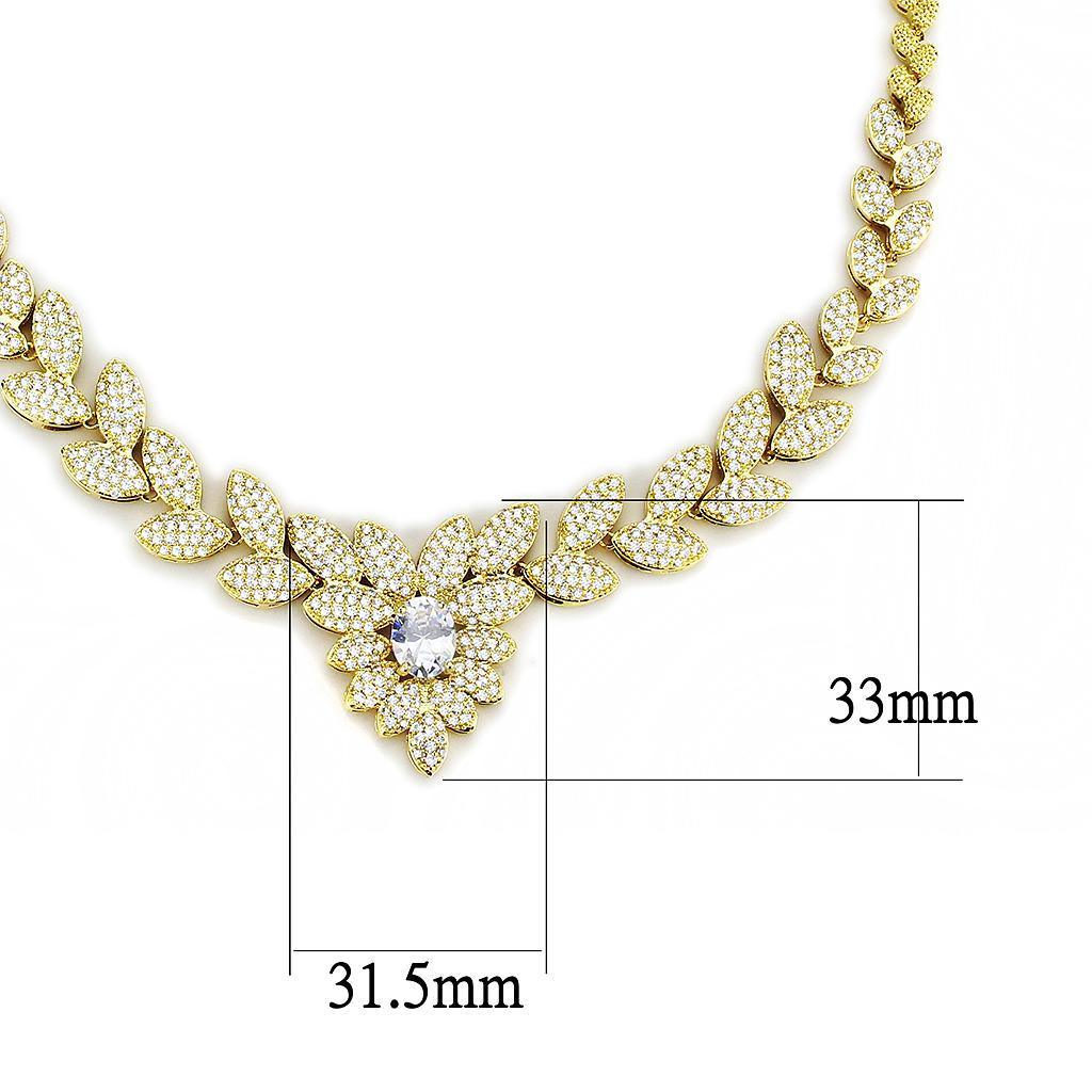 3W1425 - Gold Brass Jewelry Sets with AAA Grade CZ in Clear - Brand My Case