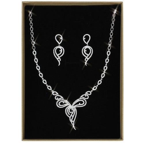 3W1431 - Rhodium Brass Jewelry Sets with AAA Grade CZ in Clear - Brand My Case