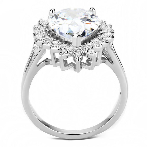 3W1435 - Rhodium Brass Ring with AAA Grade CZ in Clear - Brand My Case
